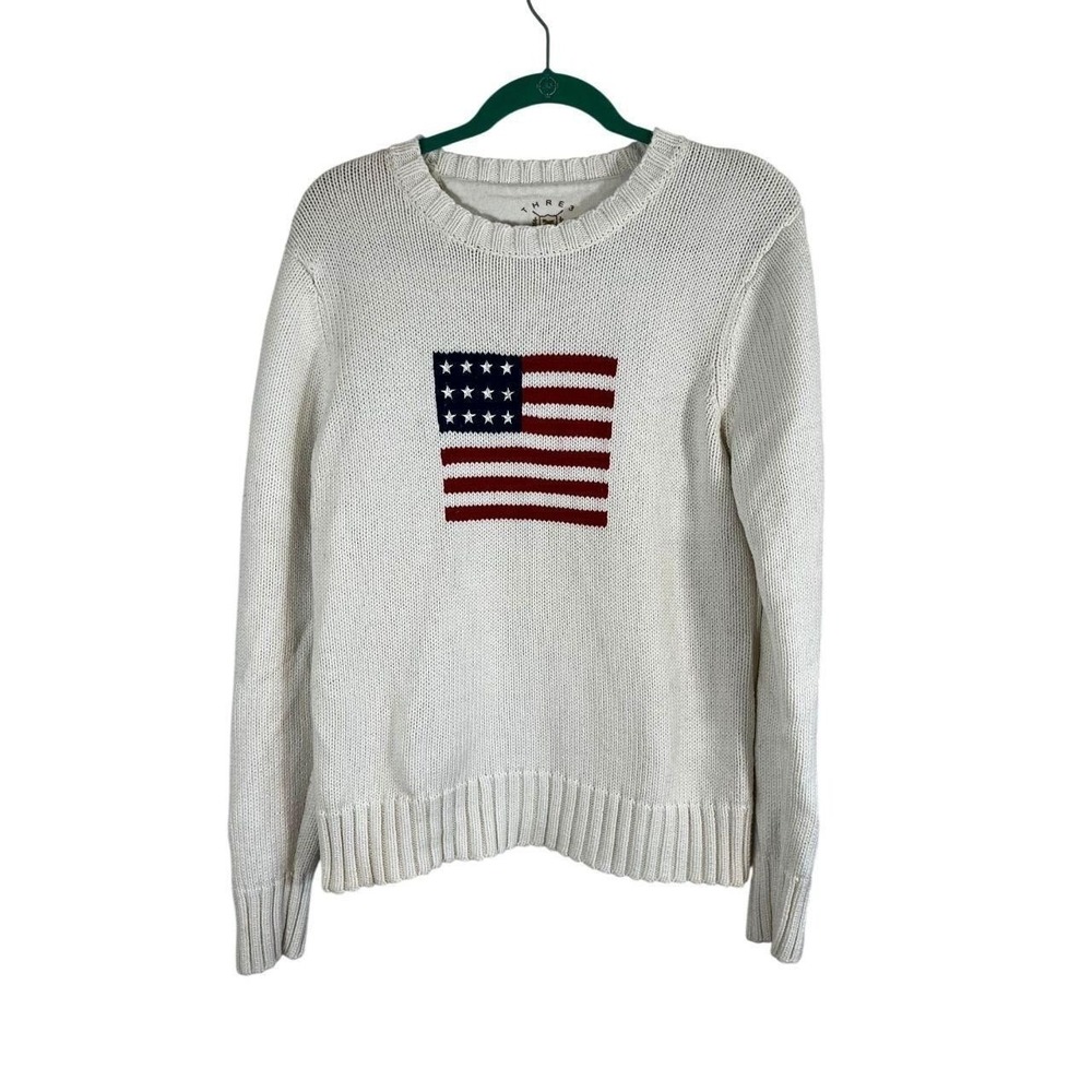 Patriotic‎ Knit Sweater Tan XL Americana Nautical Old Money Preppy